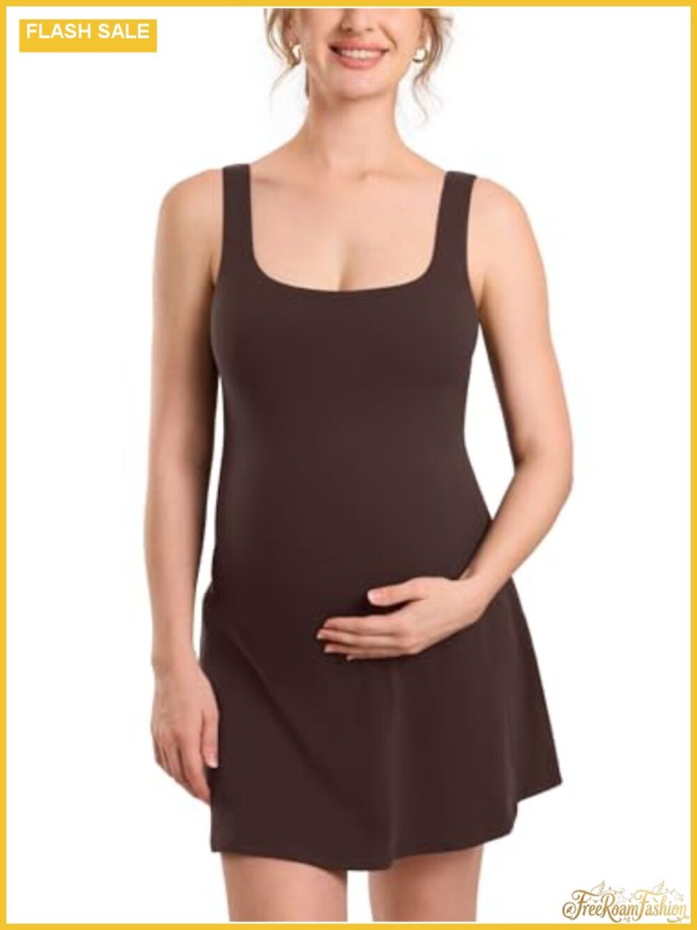 Maternity A-Line Tennis Dress with Built-in Shorts and Pockets